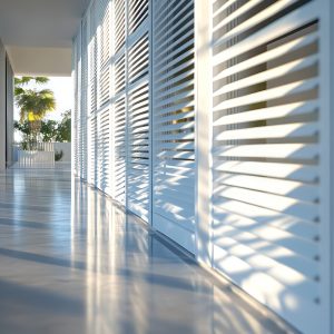 Large white door with white frame that says sun